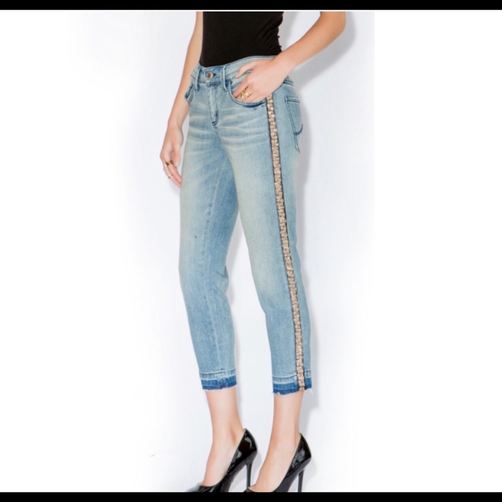Level 99 Beaded Crop Jeans